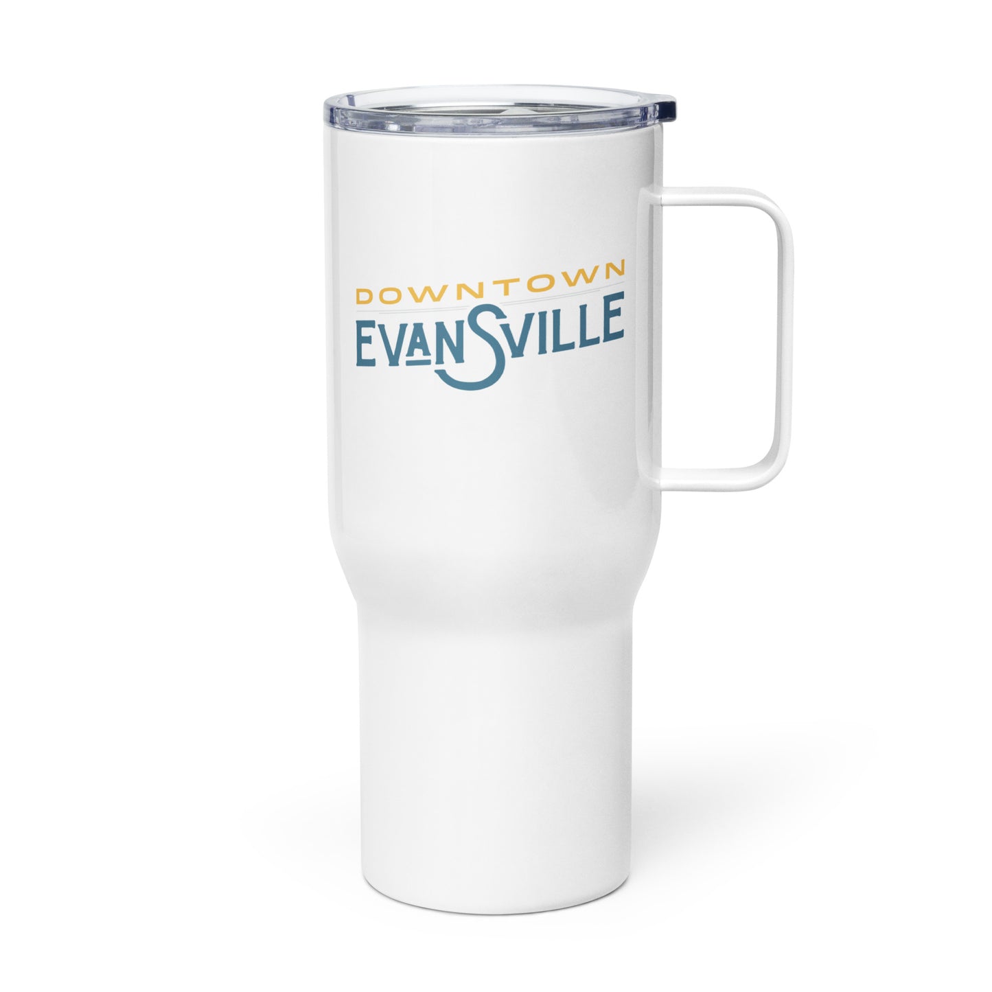 Travel mug with a handle