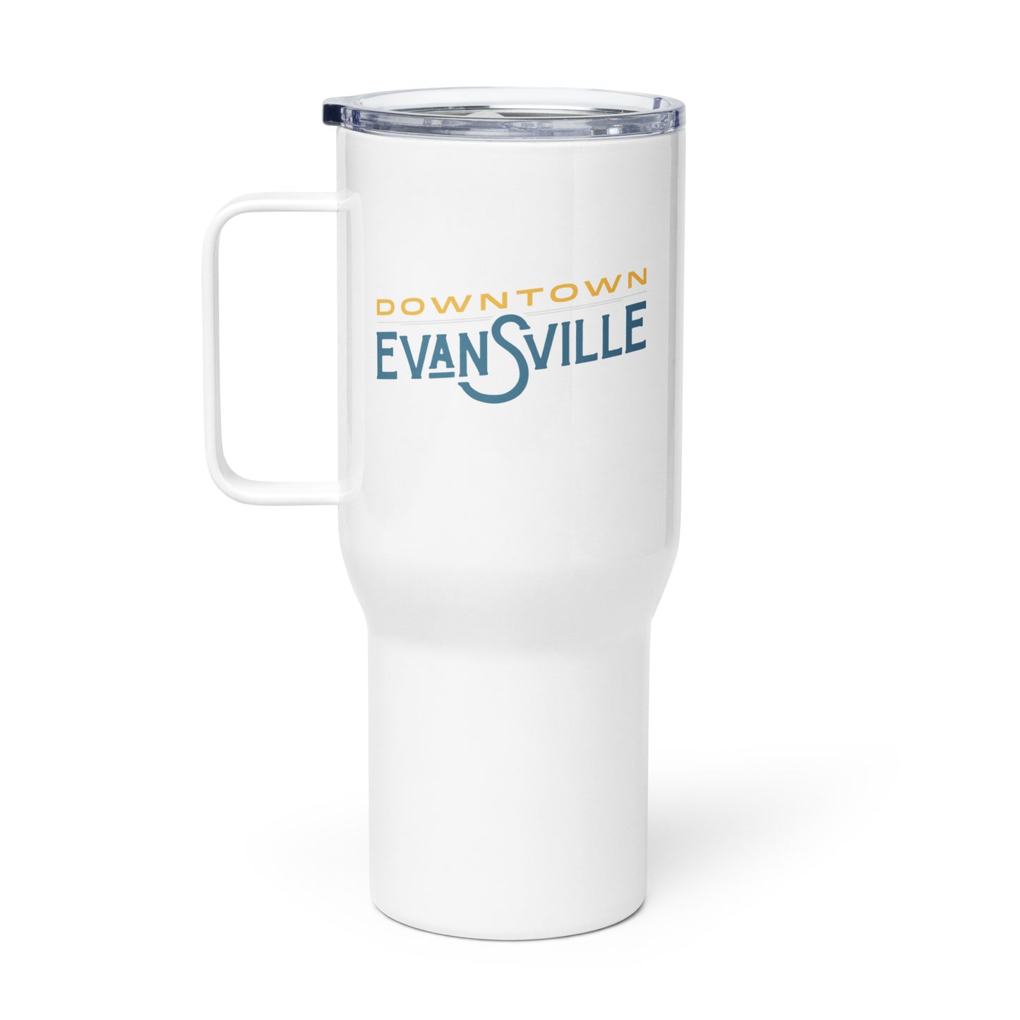 Travel mug with a handle